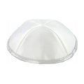White Satin Kippah with Silver Trim