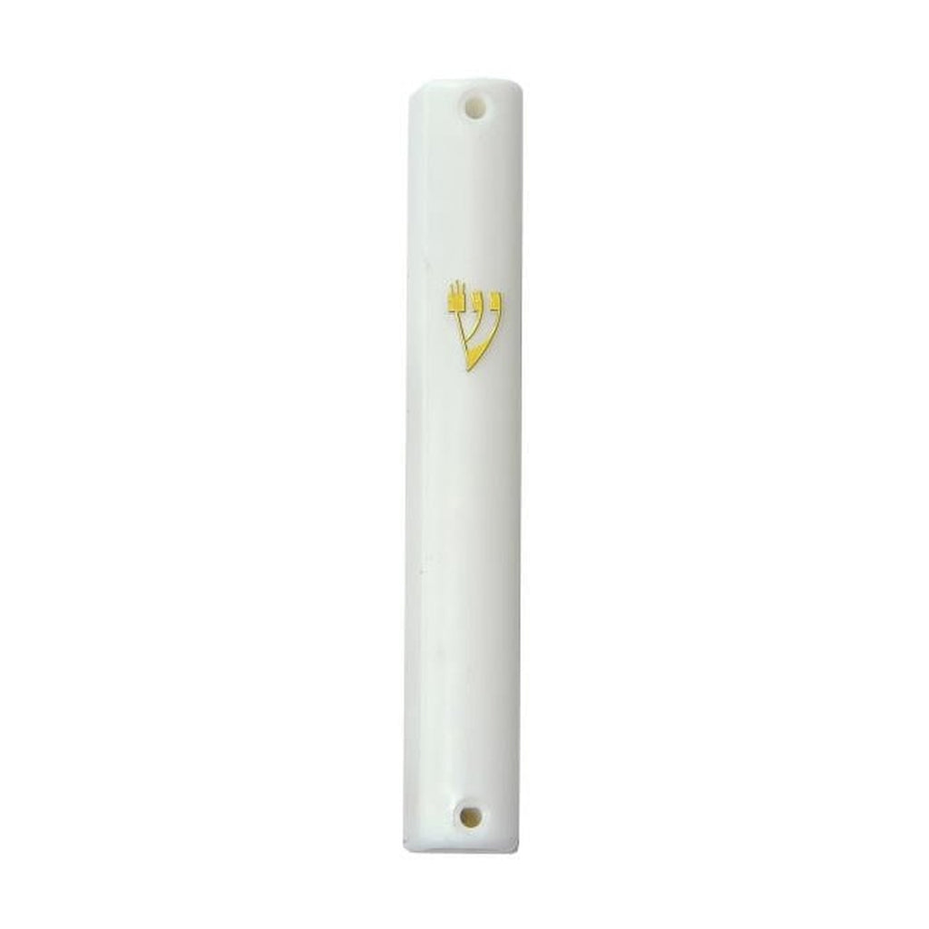 Mezuzah Case, White Plastic, 10cm