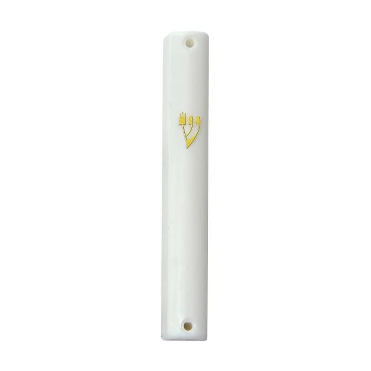 Mezuzah Case, White Plastic, 10cm
