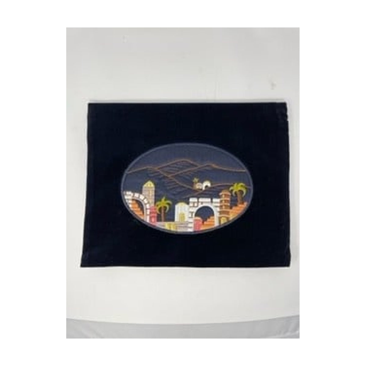 Velvet Tallit and Tefillfin Bag, Multicolour Jerusalem Embroidery