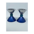 Hammered Tea Light Candlesticks, Blue Tones