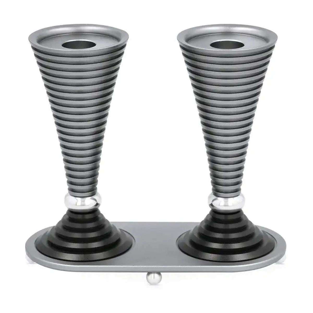 Round Candlesticks with Stand, Gray