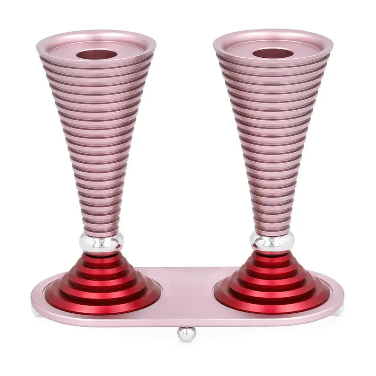 Round Candlesticks with Stand, Light Pink
