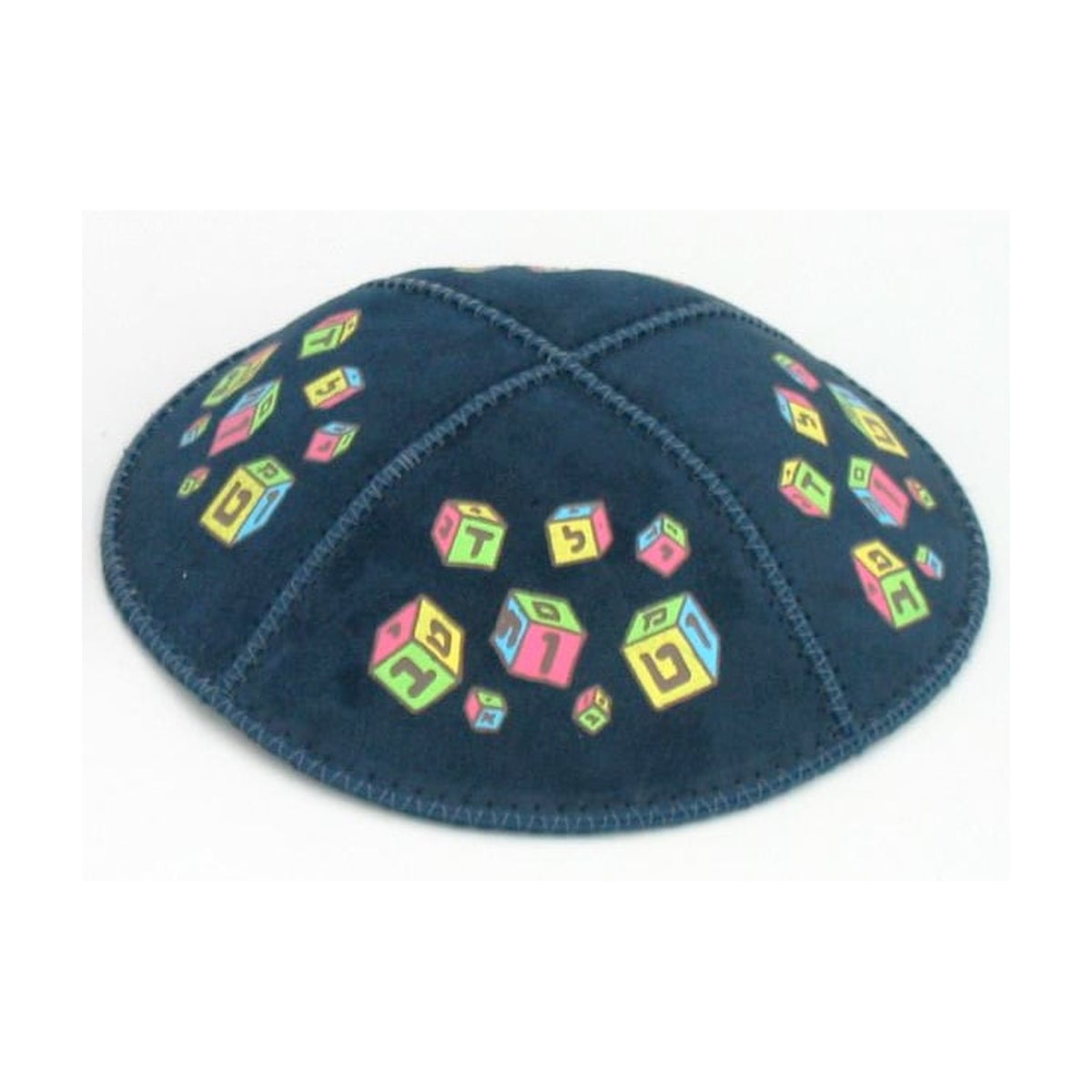 Children's Suede Kippah, Alef Bet Blocks