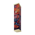 Aluminum Mezuzah Case, 8cm, Chagall Windows, Red with Gold Tips