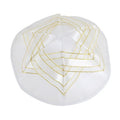 Kippah, White Satin, Gold Magen David