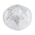 Kippah, White Satin, Silver Magen David