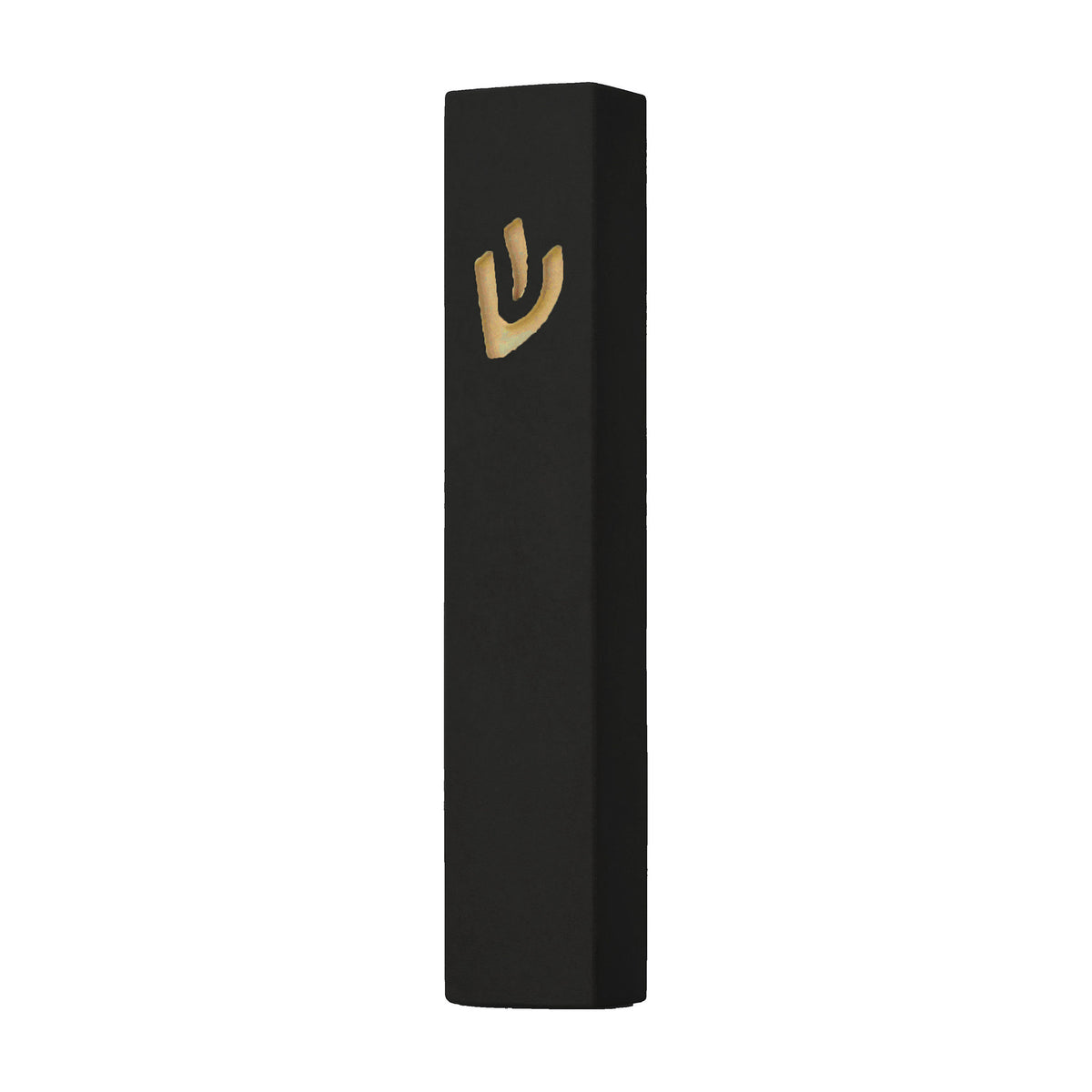 Black Mezuzah with Gold Shin 8cm