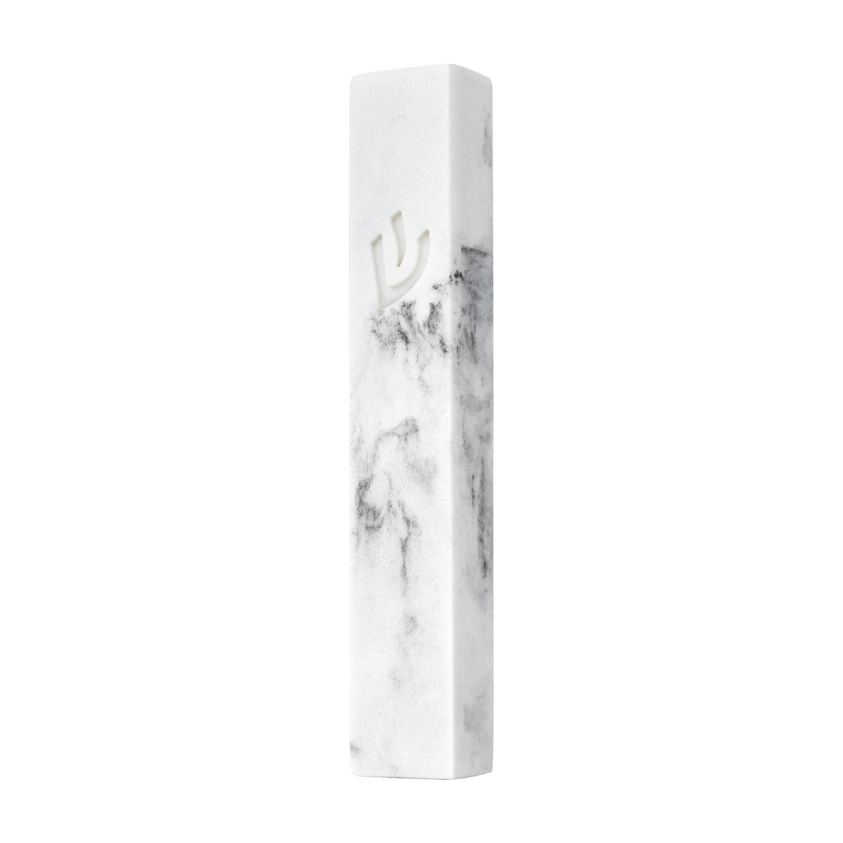 White with Black Marble Mezuzah 12cm