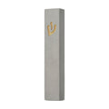 Taupe Mezuzah with Gold Shin 12cm