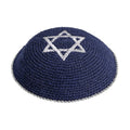 Knitted Kippah Blue Silver M. 16 Cm