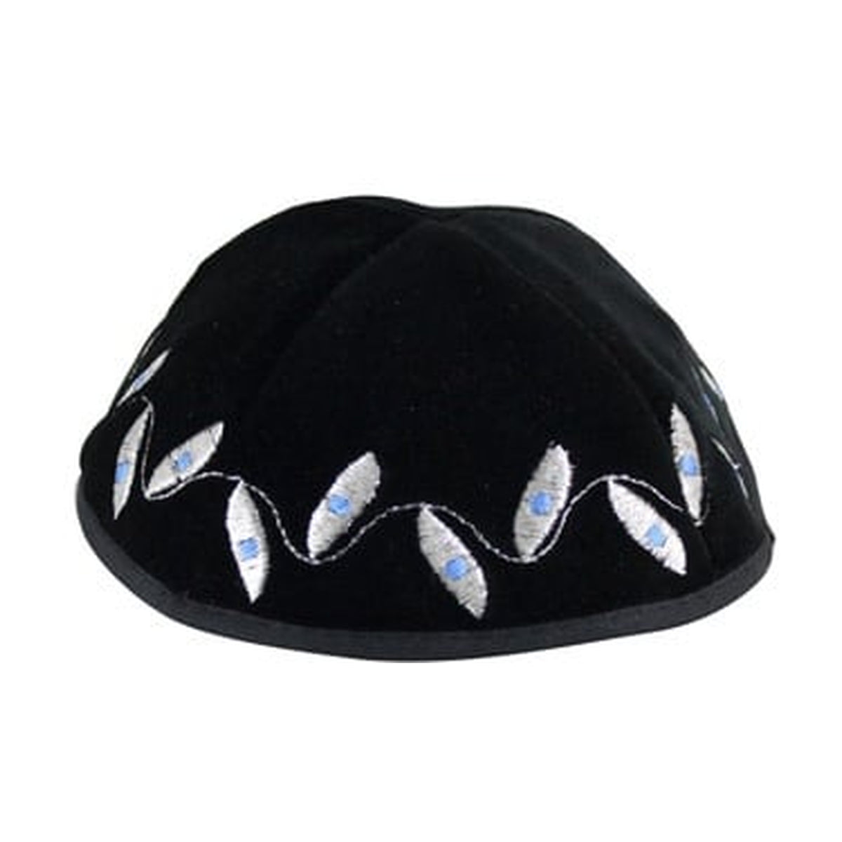 Velvet Kippah with Embroidery, 20cm