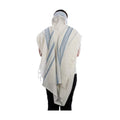 Tallit ''LaMenatze'ach'' Non-Slip, Size 70, Slate Blue with Silver - Ashkenazi