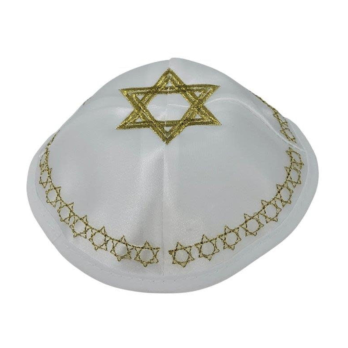 Satin Kippah with Gold Magen David Embroidery, 16cm