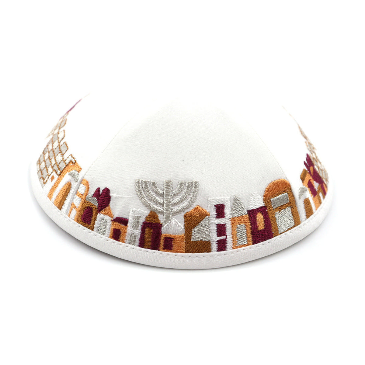 White Raw Silk with Jerusalem Embroidery