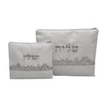 Tallit Bag Set , White Design with Silver Embroidery