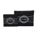 Vinyl Tallit & Tefilin Bag Set, Black with Silver Embroidery