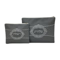 Vinyl Tallit & Tefilin Bag Set, Gray with Silver Embroidery