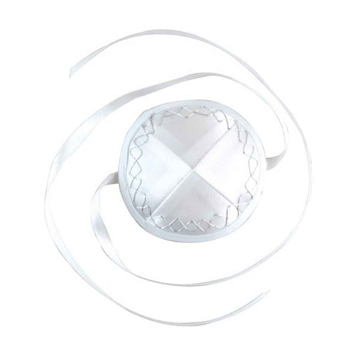 Baby Kippah, White Satin with Silver Embroidery