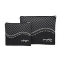 Tallit and Tefillin Bag Set, Black Linen With Wave Design