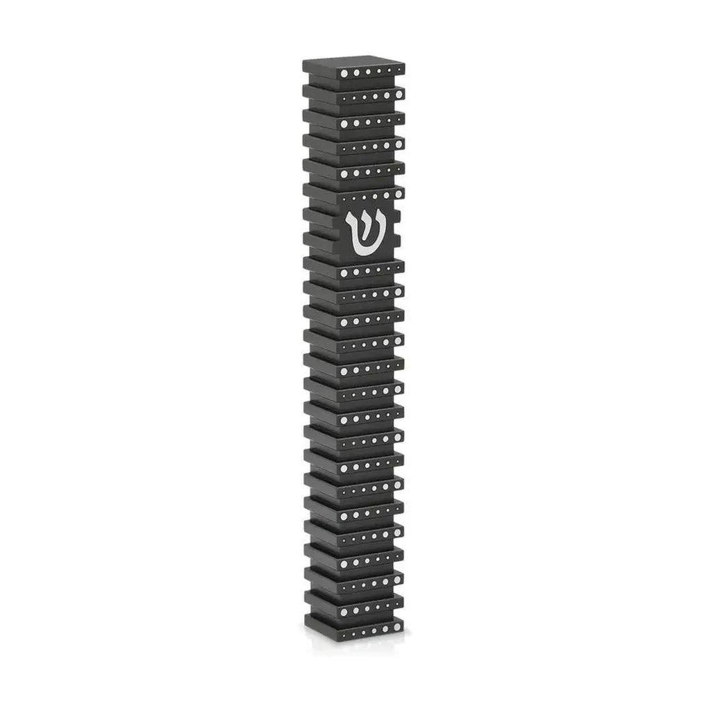 Square Mezuzah Case (S), Grooved, Black