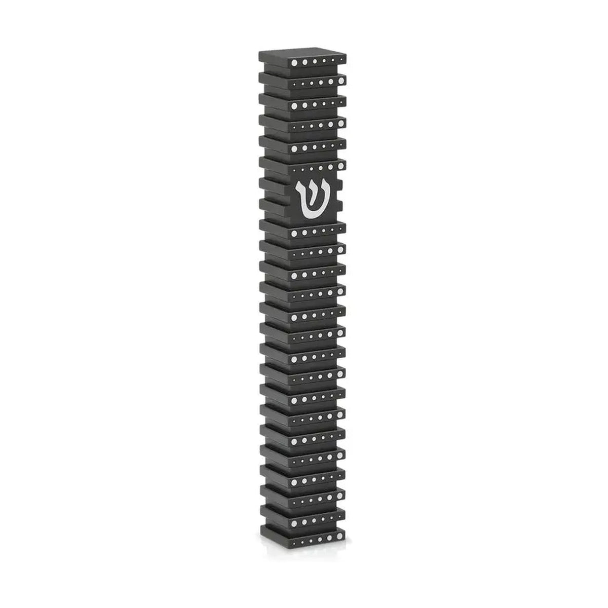 Square Mezuzah Case (S), Grooved, Black