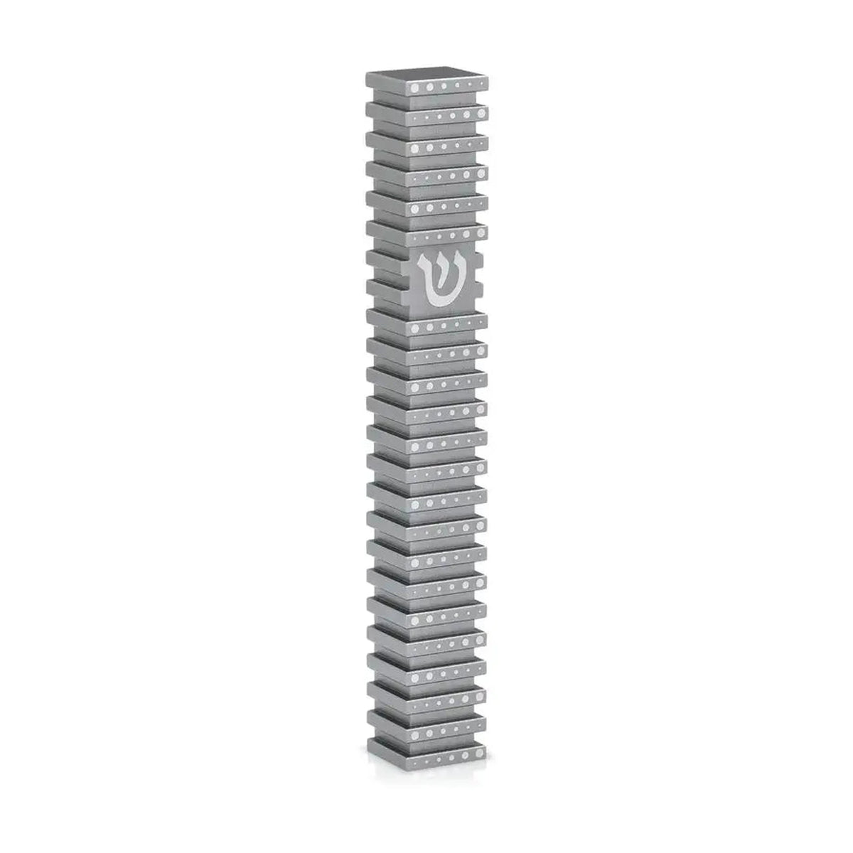 Square Mezuzah Case (S), Grooved, Grey