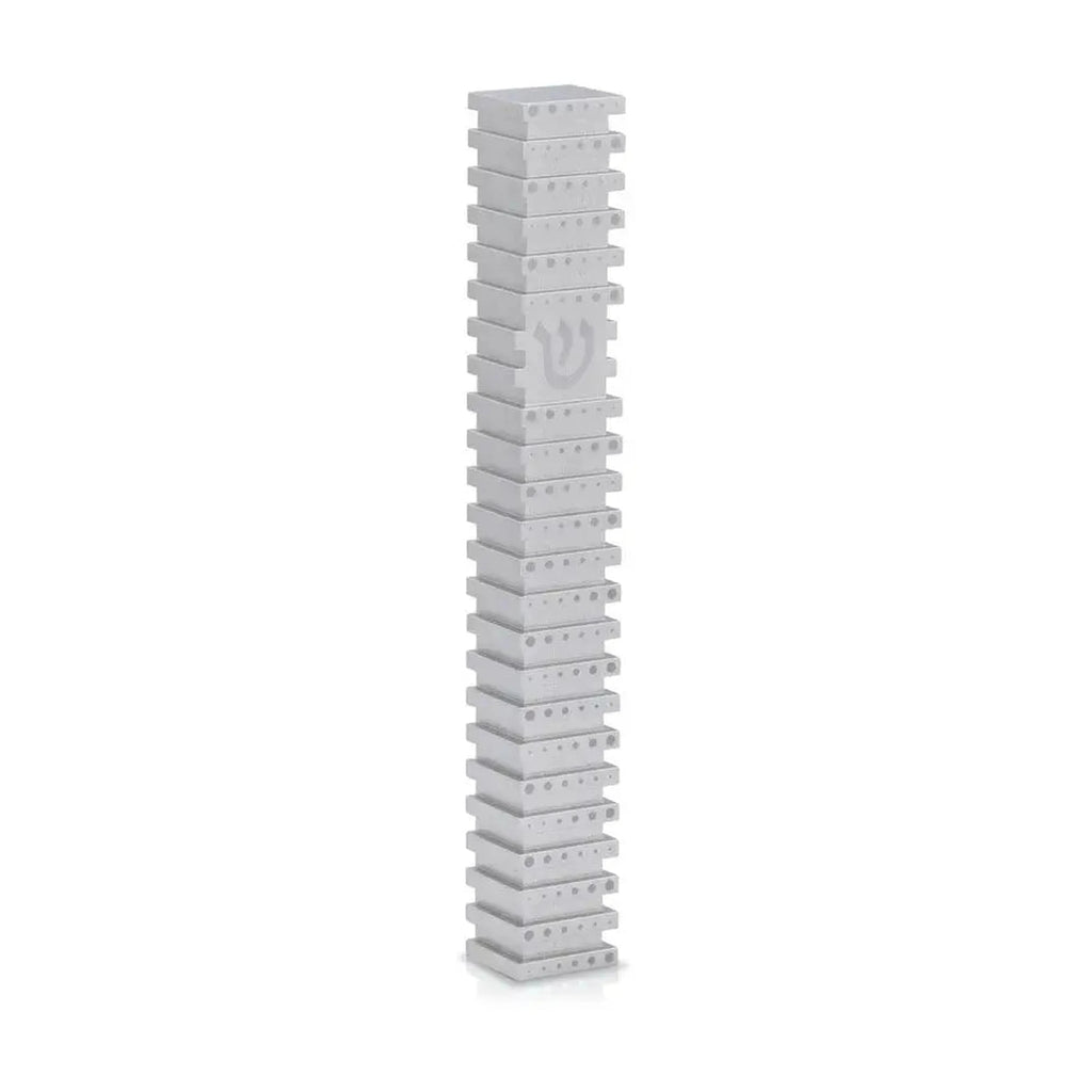 Square Mezuzah Case (S), Grooved, Silver