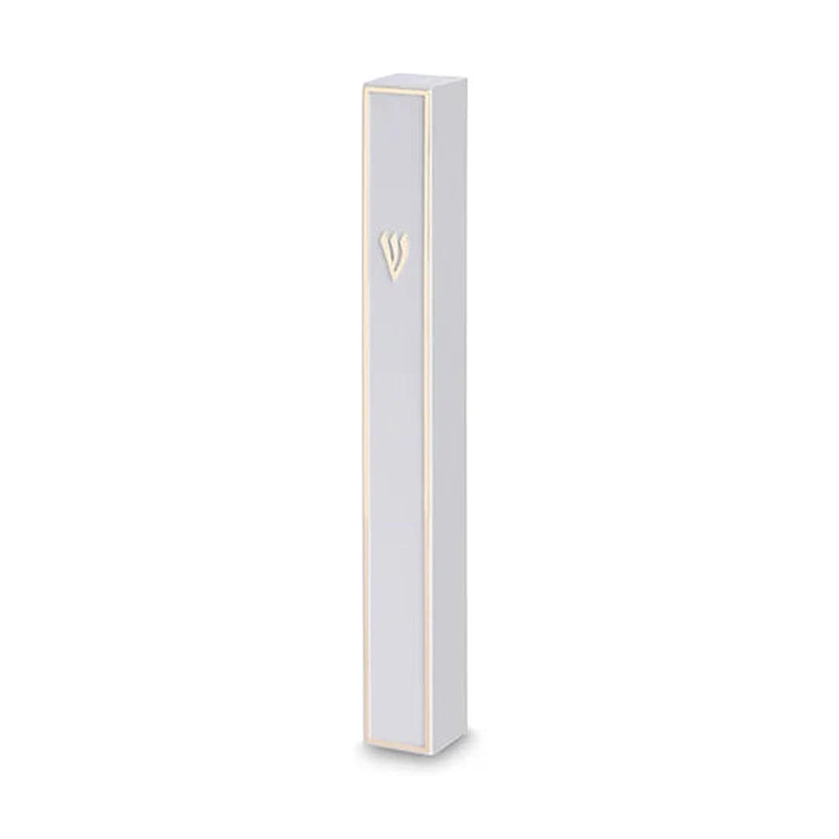 White Plastic Mezuzah with Gold Accent 12 cm