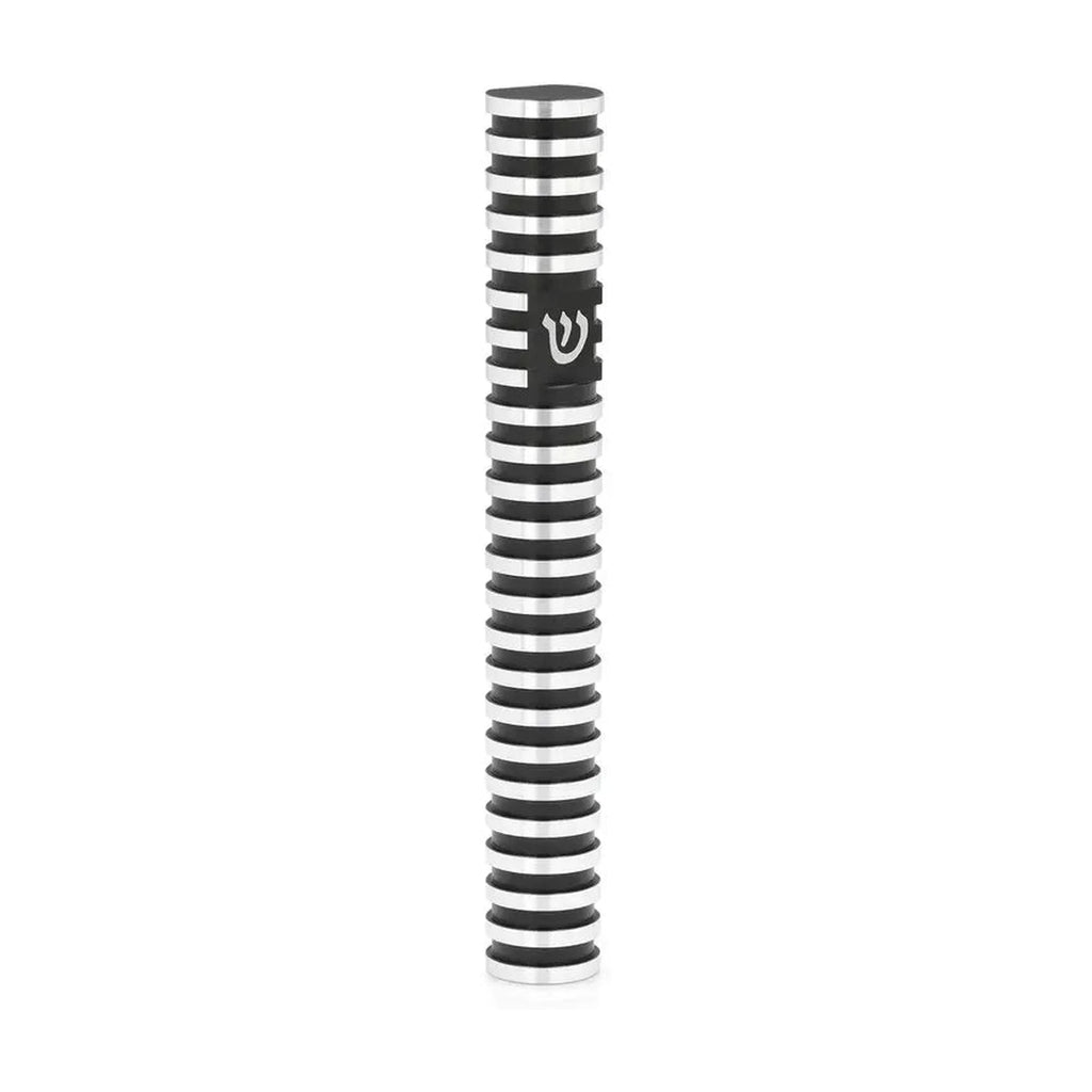 Round Mezuzah Case (S),  Grooved, Black