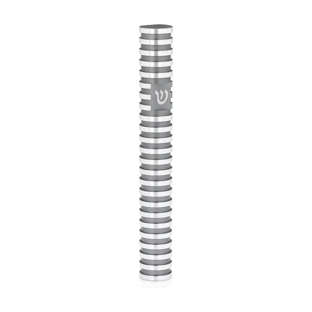 Round Grooved Mezuzah Case, Gray