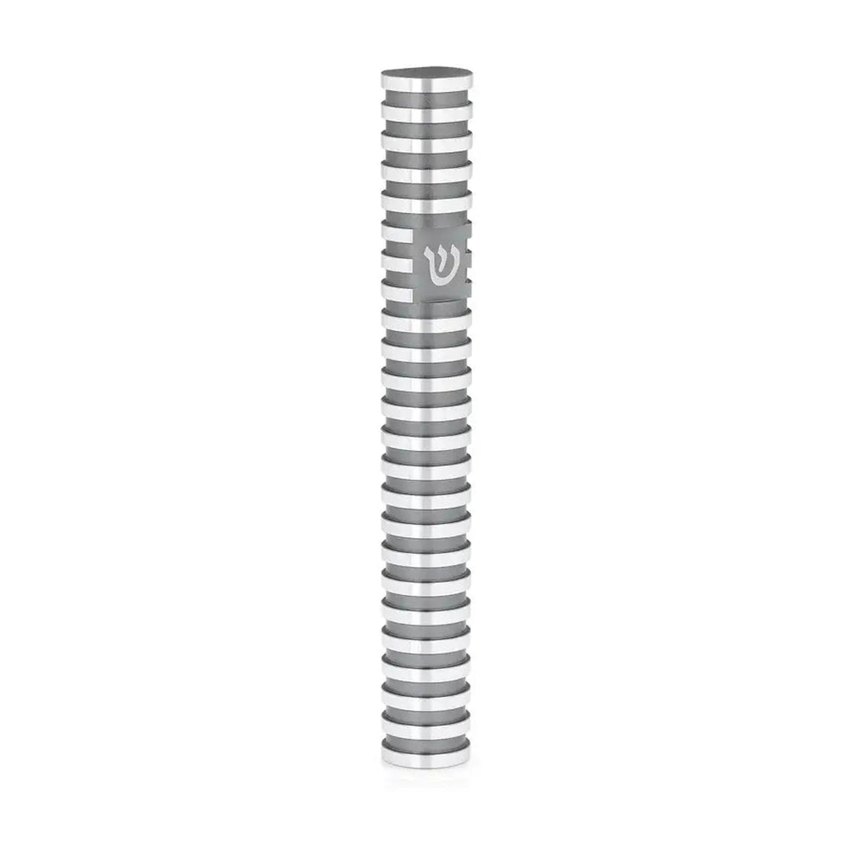 Round Mezuzah Case (S), Grooved, Grey