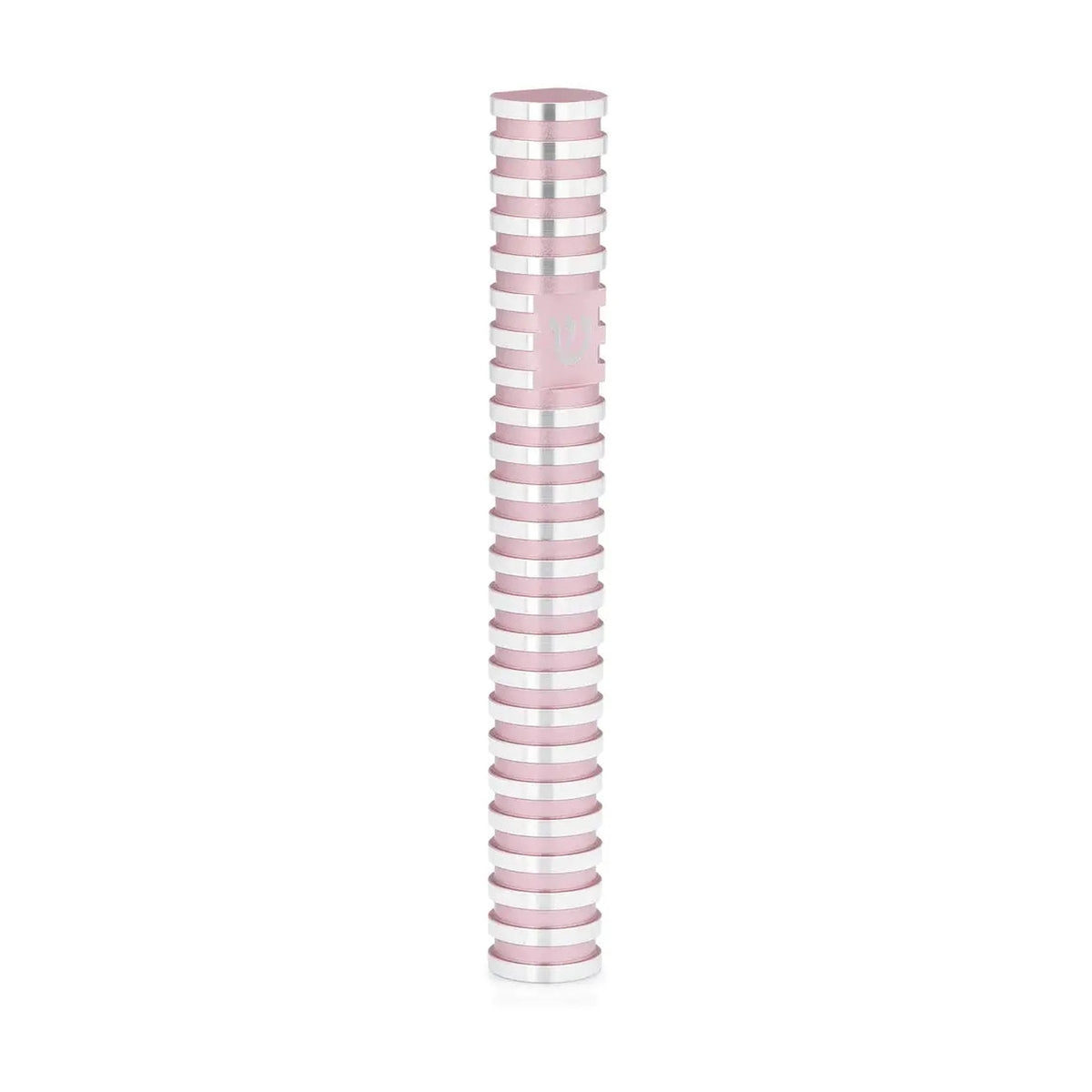 Round Grooved Mezuzah Case, Light Pink