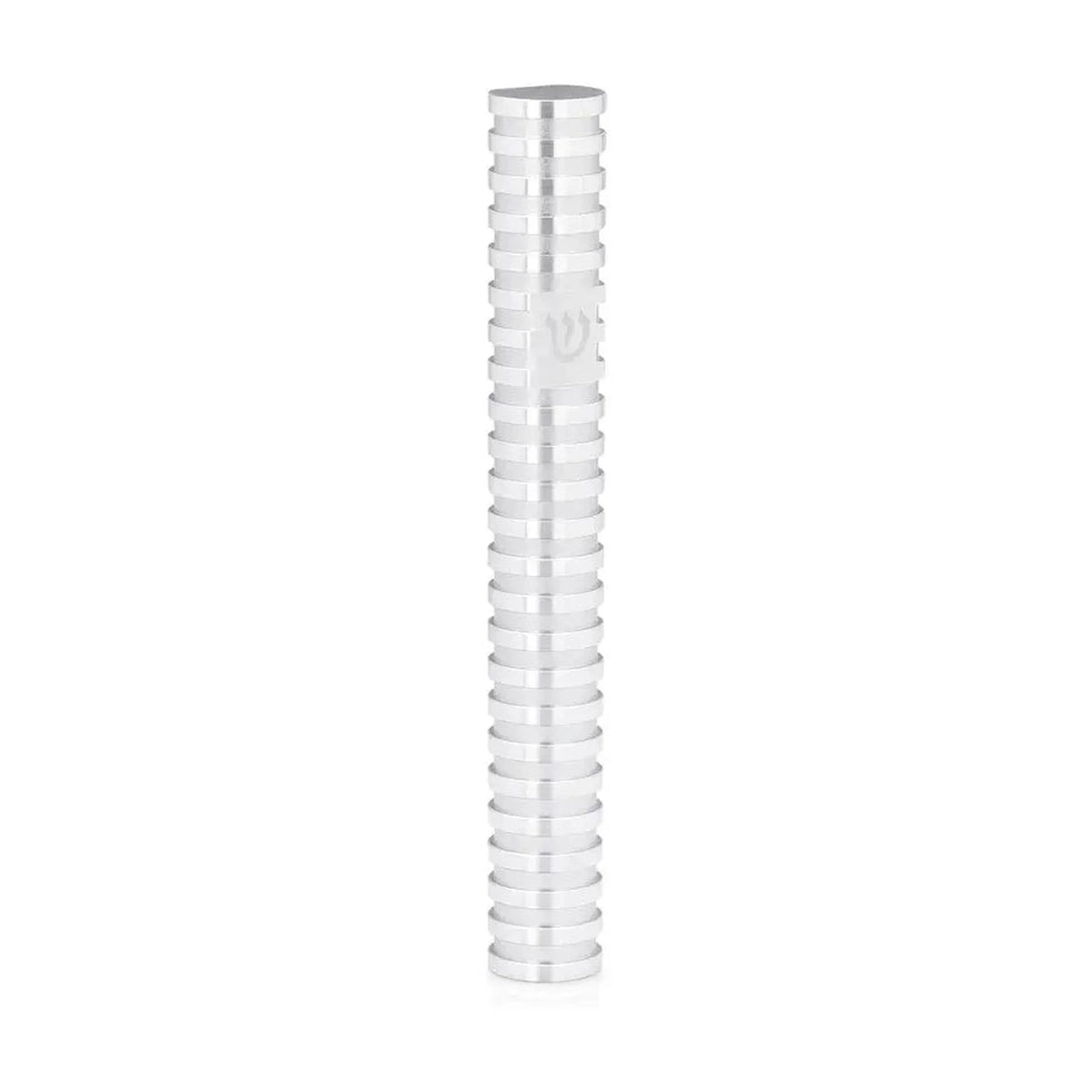 Round Mezuzah Case (S), Grooved, Light Grey