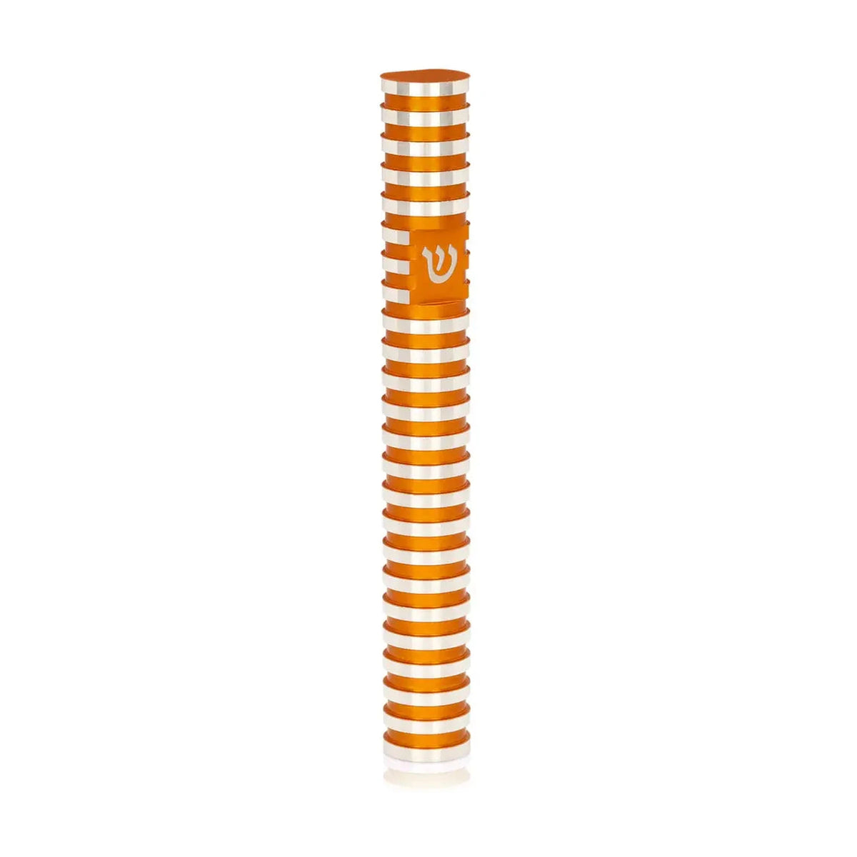 Round Grooved Mezuzah Case, Orange
