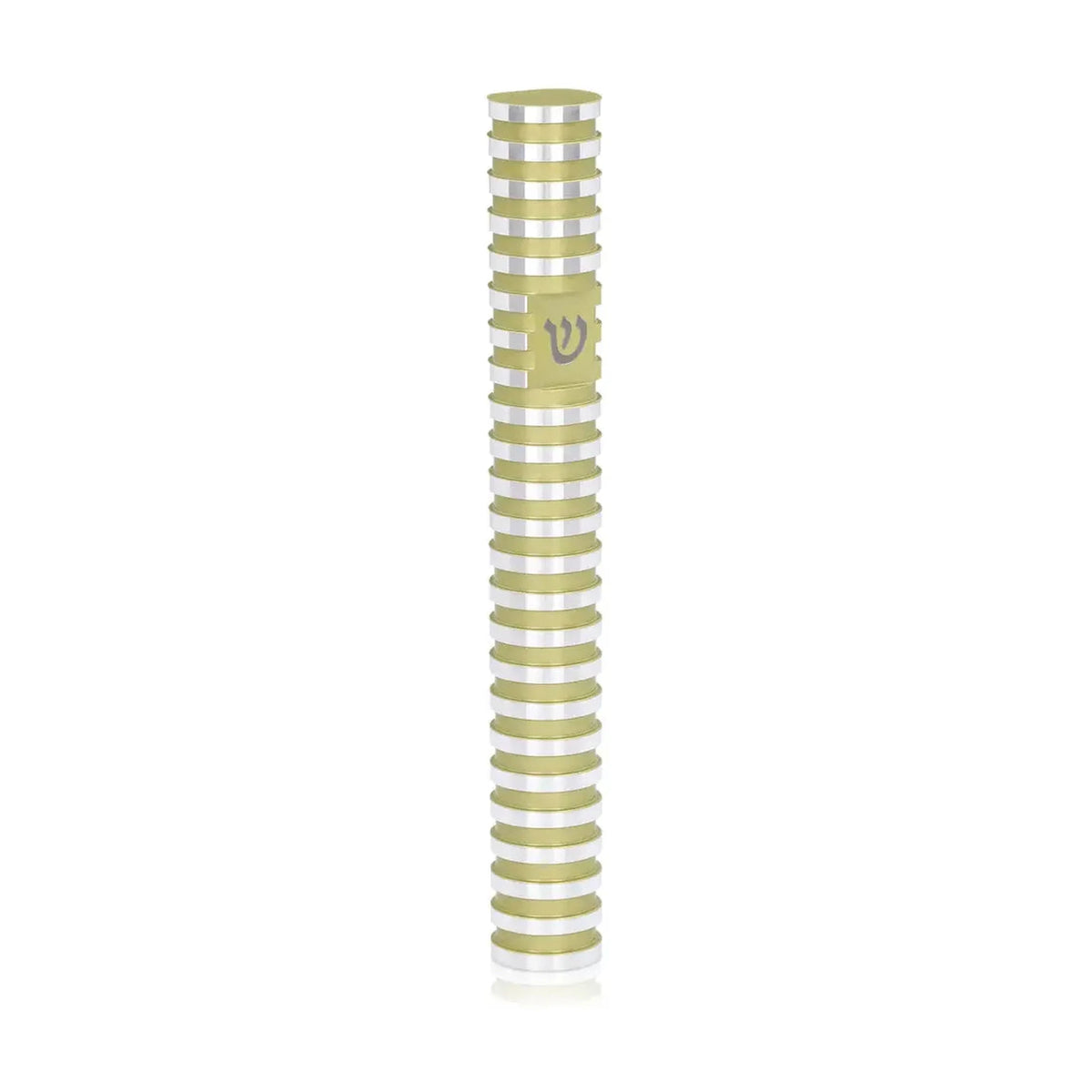 Round Grooved Mezuzah Case, Yellow