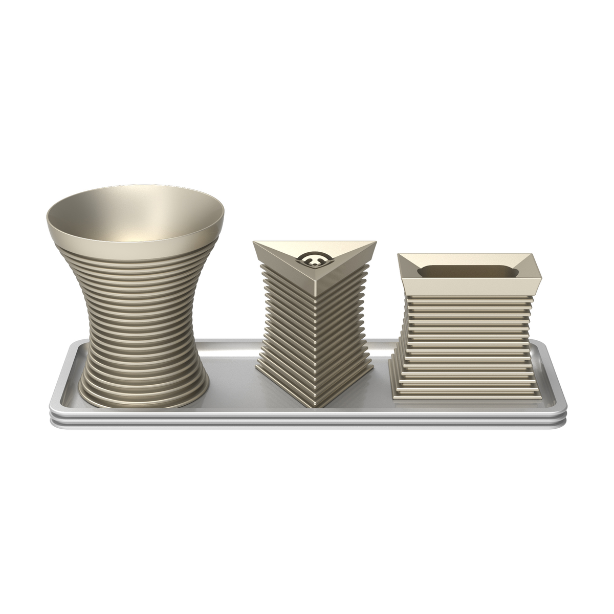 Havdalah Set, Grooved, Pale Gold
