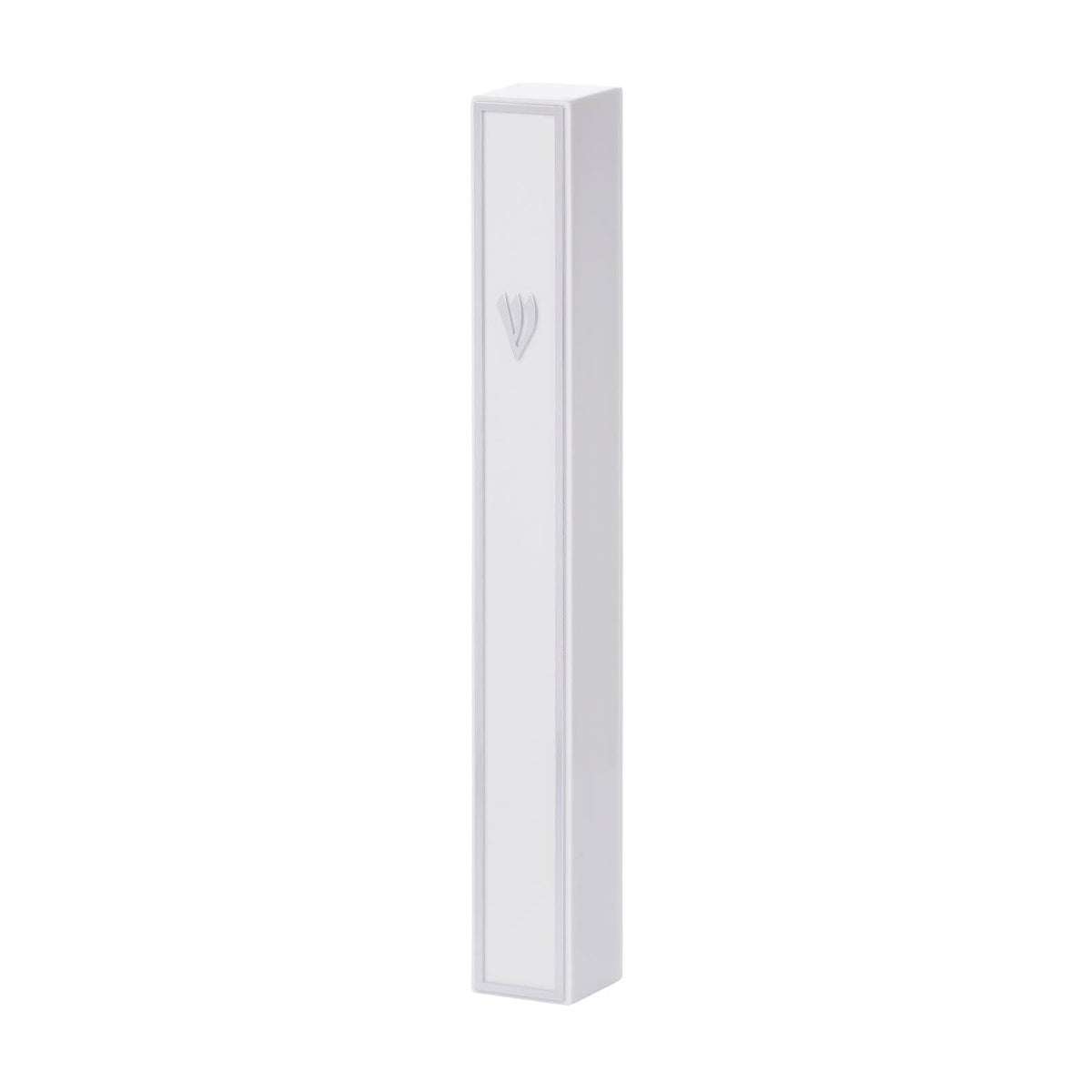 White Plastic Mezuzah with White Accent 12 cm