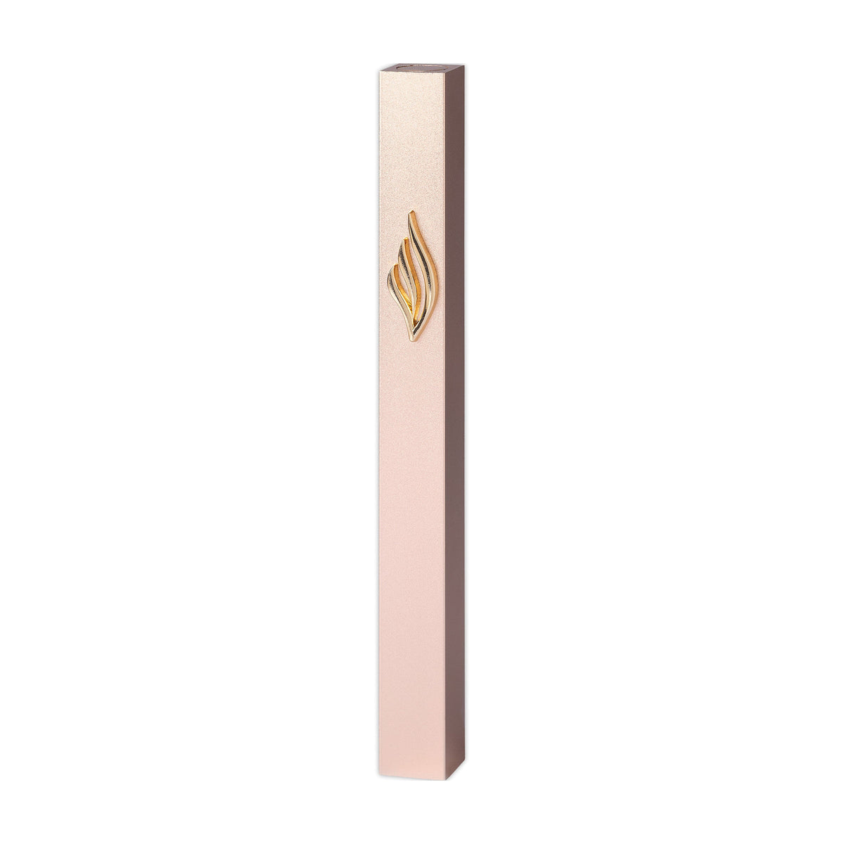 Rose Gold Aluminum Mezuzah 12 cm-with Gold Metal Shin