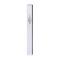 Silver Aluminum Mezuzah 12 cm-with Silver Metal Shin