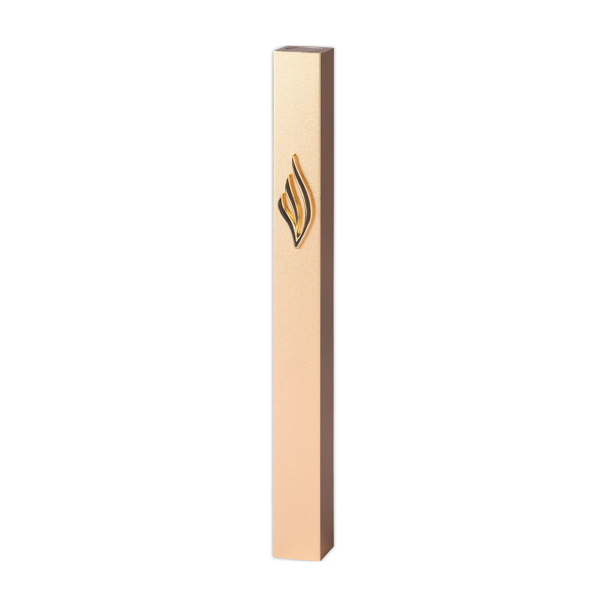 Gold Aluminum Mezuzah 12 cm-with Gold Metal Shin