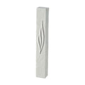 Stone-like White Mezuzah with Silver Shin 12 cm