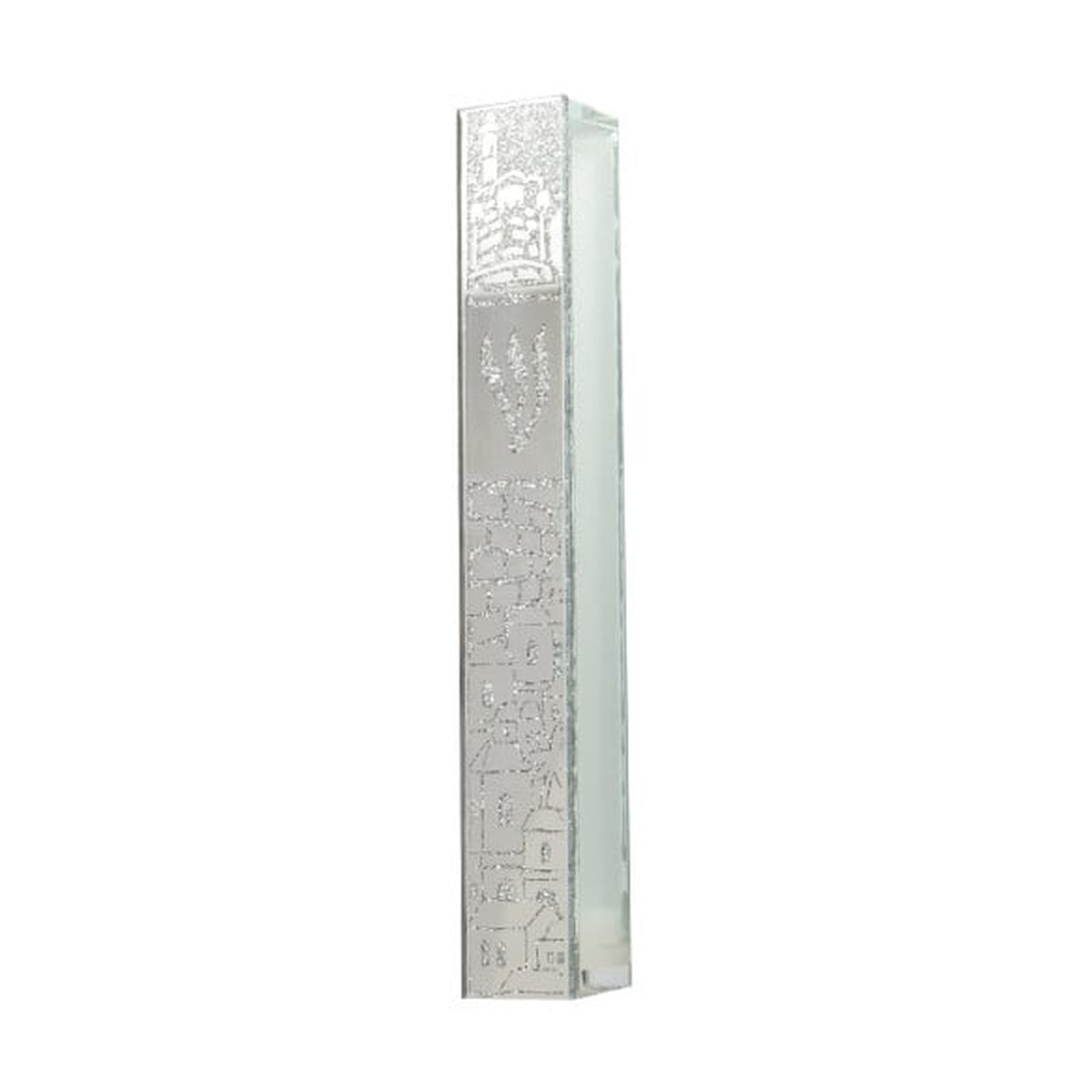 Mezuzah Case, Glass, 10cm With Kotel Design