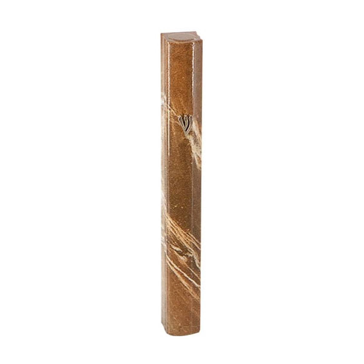 Aluminum Mezuzah, 7cm- Brown Marble