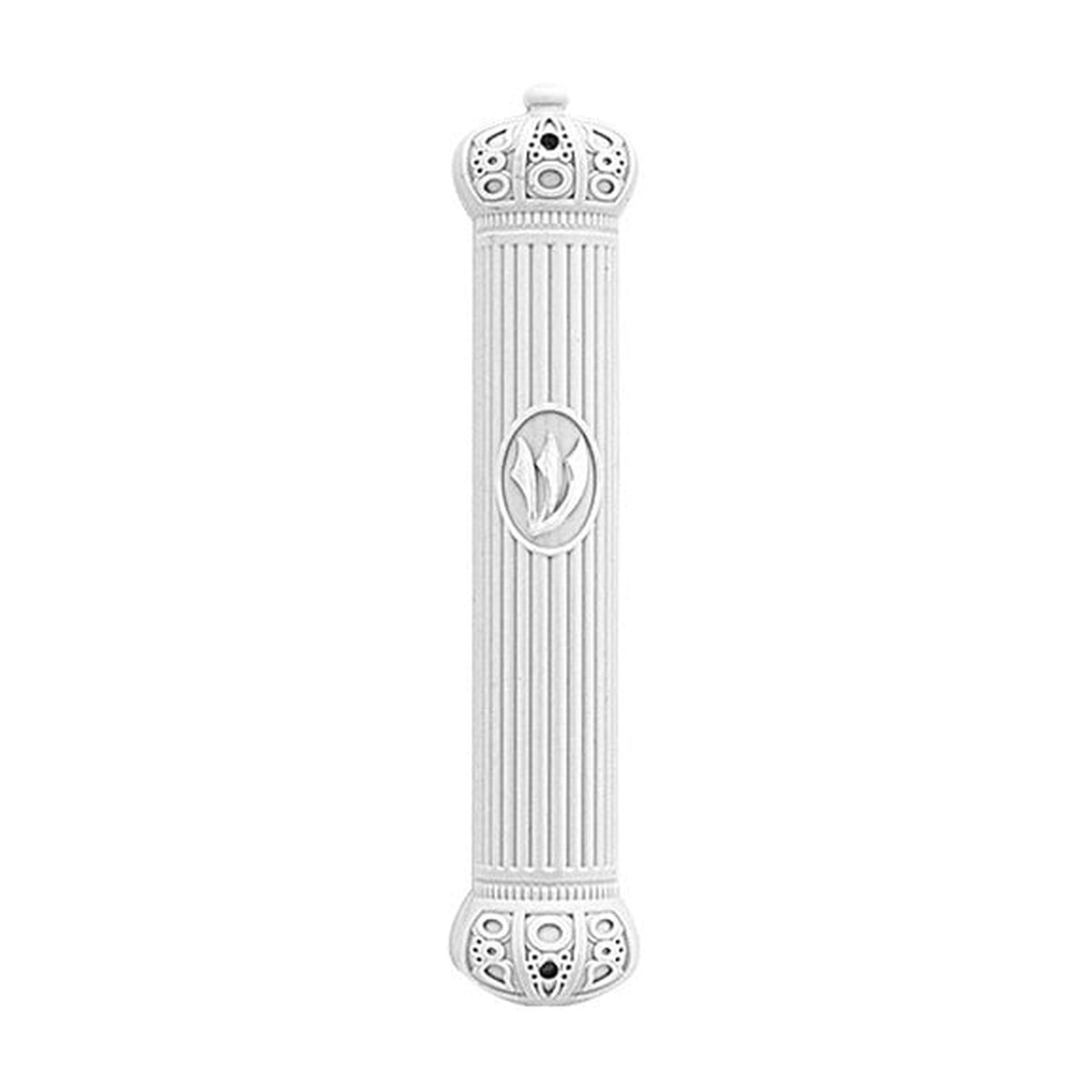 Mezuzah Case, Royal White Plastic, 12cm