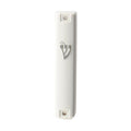 Mezuzah, White Plastic with silver shin