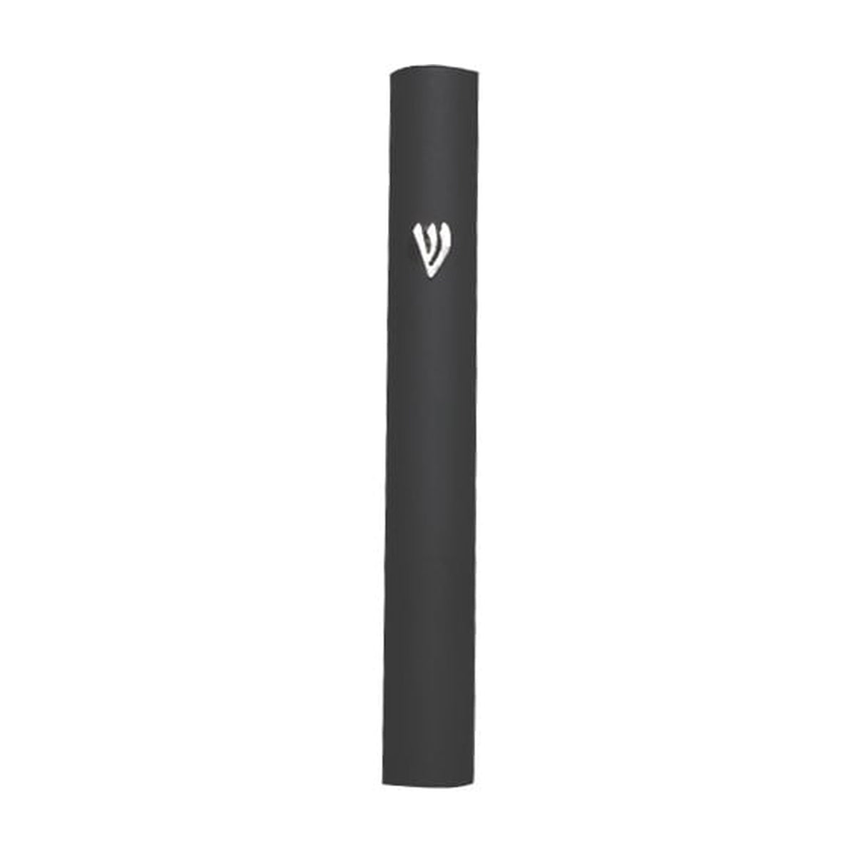 Black Aluminum Mezuzah with Silver-Coloured Shin, 10cm