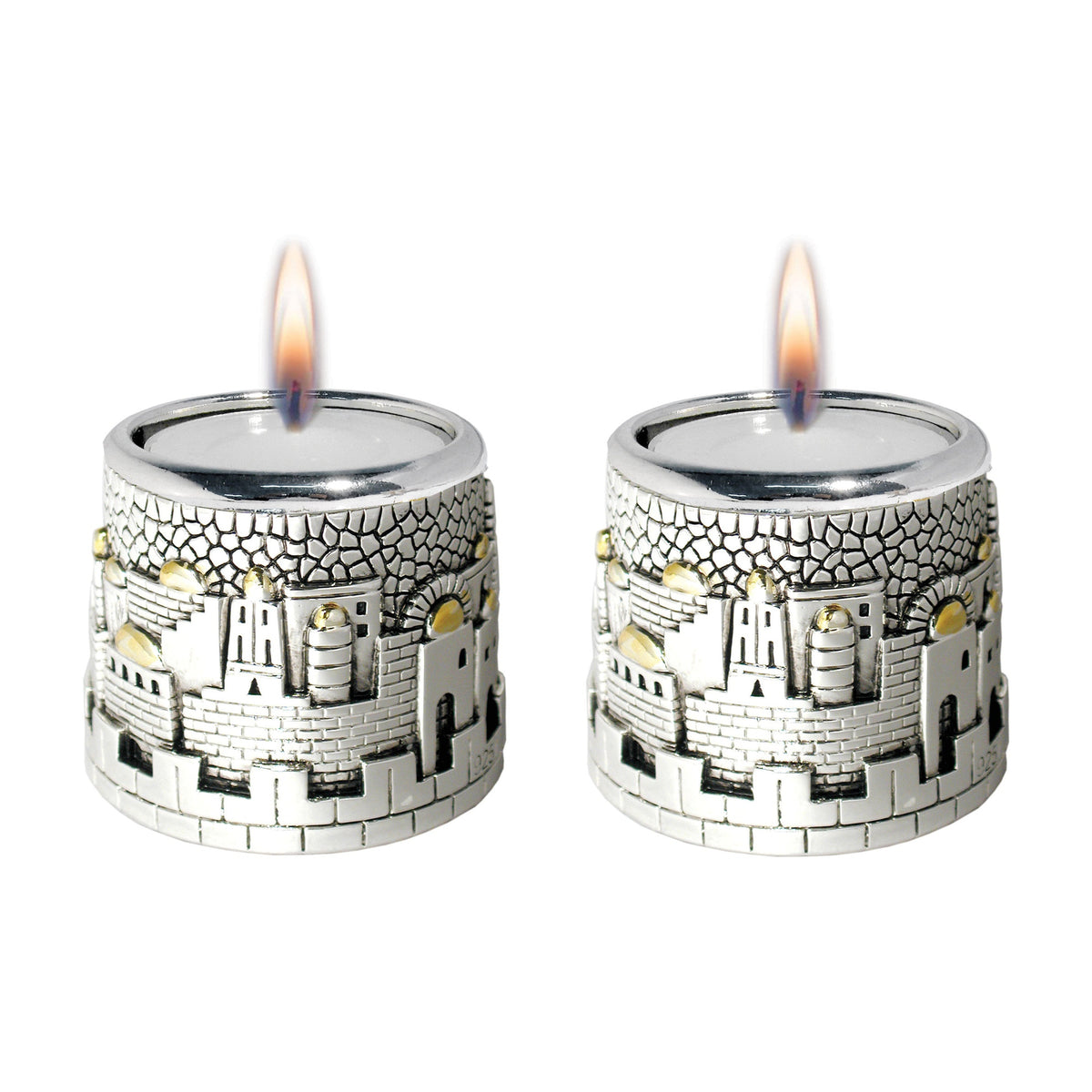 Jerusalem Shabbat Candlesticks - Round