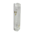 Clear Acrylic Mezuzah Case with gold shin, 7cm
