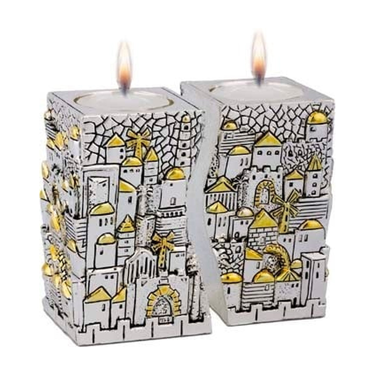 Silver Plated Candlesticks, ''Unified Jerusalem'' Design